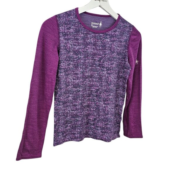 Smartwool Girls Long Sleeve Shirt, 100% Merino Wool, Purple, Baselayer, Size XL - Picture 2 of 9